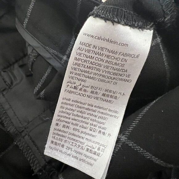 Calvin Klein Black Plaid Check Women’s Trouser Straight Leg Work Pants 10 Crop - Picture 10 of 11